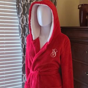 Victoria's Secret red, hooded robe